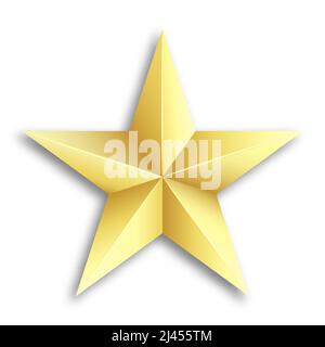 Cinq étoiles pointues d'or. Insigne militaire des forces navales et terrestres. Vecteur réaliste isolé sur fond blanc Illustration de Vecteur