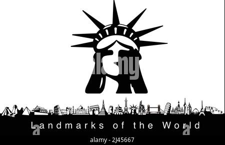 Famous place. famous Landmark icons of the world Stock Vector