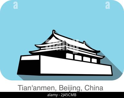 Bâtiment Tiananmen. Célèbre site de la série mondiale, célèbre site pittoresque Illustration de Vecteur