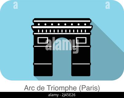 Arc de Triomphe célèbre site de conception d'icône plate, célèbre endroit pittoresque Illustration de Vecteur