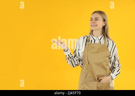 Concept de travail avec serveur jeune femme, espace pour le texte Banque D'Images