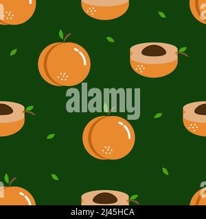 Motif plat sans coutures pêche. Arrière-plan avec des fruits pour le textile, le tissu. Illustration vectorielle Illustration de Vecteur