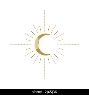 Icône de contour en croissant pour tatouage. Imprimé ésotérique avec croissant de lune. Illustrateur de vecteur Illustration de Vecteur
