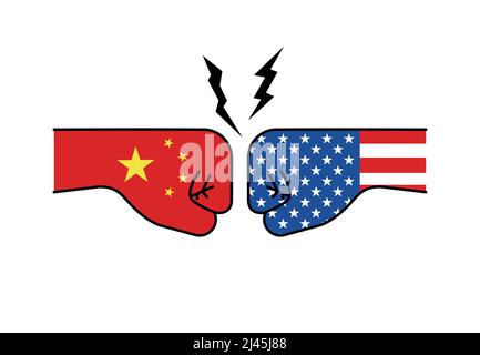 Conflit entre les États-Unis et la Chine, guerre des affaires Illustration de Vecteur