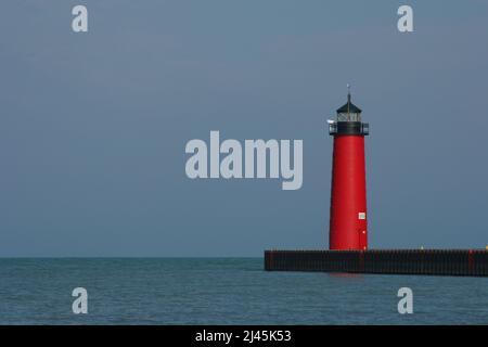 Phare de Kenosha Breakwater le long du lac Michigan Banque D'Images