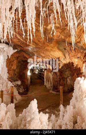 Espagne, Catalogne, Cardona: galerie de la "Muntanya de sal", montagne de sel. La montagne de sel est un phénomène naturel unique sur la planète qui pousse Banque D'Images