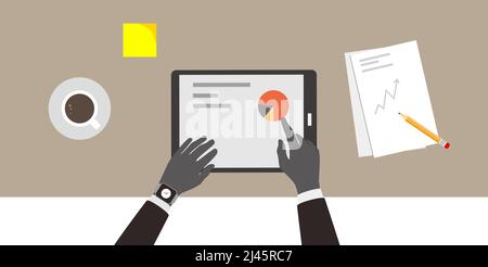 Homme d'affaires utilisant la tablette , illustration vectorielle Illustration de Vecteur