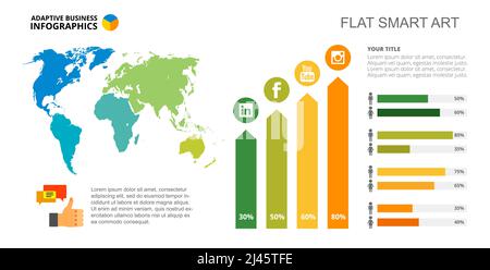 Graphique à barres. Diagramme de carte, graphique de pourcentage, présentation. Concept créatif pour l'infographique, la présentation, le projet, le rapport. Peut être utilisé pour des sujets tels que les réseaux sociaux Illustration de Vecteur