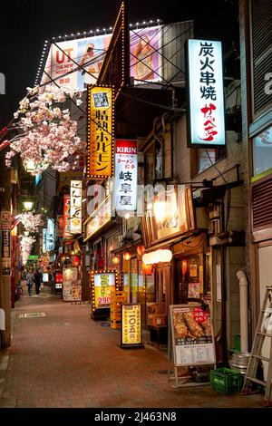 Japon. Tokyo. Restaurants dans le quartier Shinjuku la nuit Banque D'Images