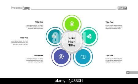 Diagramme de cycle avec cinq éléments. Diagramme de processus, graphique, mise en page. Concept créatif pour l'infographique, la présentation, le projet, le rapport. Peut être utilisé pour topi Illustration de Vecteur