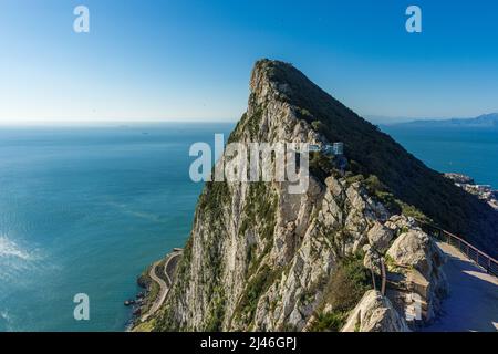 Vue sur le sommet Rock of Gibraltar Banque D'Images