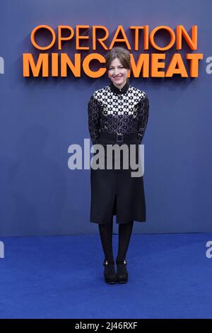 Kelly Macdonald arrive pour la première britannique de l'opération mincemeat au cinéma Curzon Mayfair dans le centre de Londres. Date de la photo: Mardi 12 avril 2022. Banque D'Images