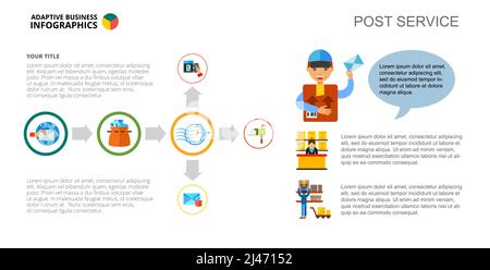 Diagramme de processus. Schéma d'étape, graphique, mise en page. Concept créatif pour l'infographique, la présentation, le projet, le rapport. Peut être utilisé pour des sujets tels que la publication, le courrier, Illustration de Vecteur