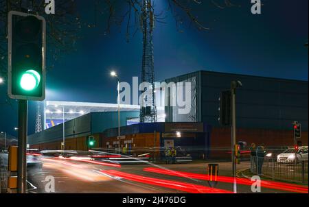 Prenton Park, Birkenhead, stade du club de football de Tranmere Rovers. Photo prise en mars 2022. Banque D'Images