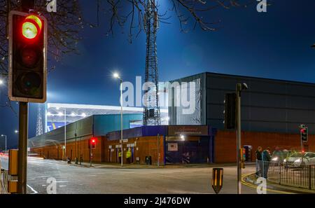 Prenton Park, Birkenhead, stade du club de football de Tranmere Rovers. Photo prise en mars 2022. Banque D'Images