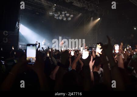 Roma, Italien. 11th avril 2022. Le chanteur italien Blanco (Riccardo Fabbriconi) en concert à l'Atlantico pour Blu Celeste Tour. Rome (Italie), 10th avril 2022 crédit : dpa/Alamy Live News Banque D'Images