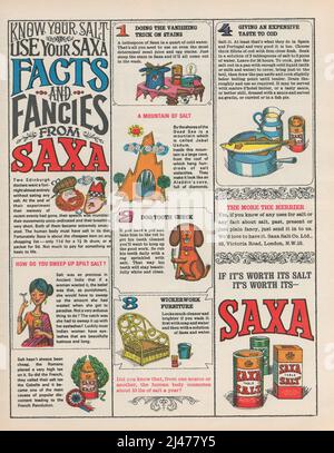 SAXA sel papier vintage publicité publicité 1960s magazine annonce Banque D'Images