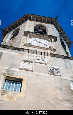 Europe, Portugal, Tomar, Igreja de São João Baptista (église Saint Jean-Baptiste) montrant la Tour-cloche octogonale (détail) Banque D'Images