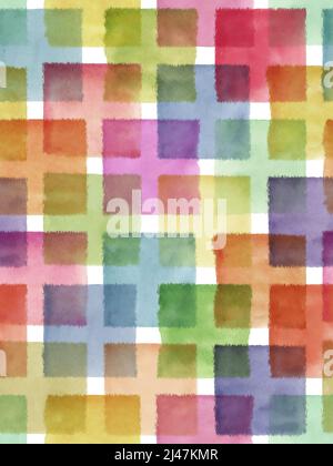 Titre sans couture aquarelle peinte à la main carreaux multicolores motif Banque D'Images