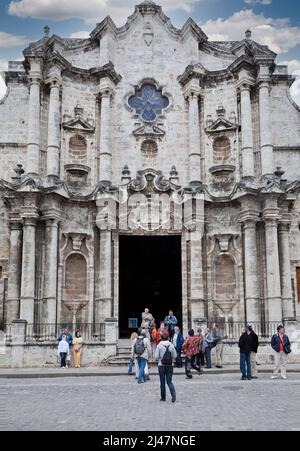Cuba, la Havane. Cathédrale San Cristobal, cathédrale Saint-Christophe, terminée en 1777. Banque D'Images