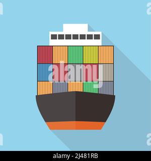 Illustration vectorielle du motif d'icône plate du navire de chargement Illustration de Vecteur