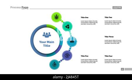 Modèle de diagramme de processus d'approche commerciale de cinq options. Visualisation des données métier. Entreprise, vision, idée, formation, travail d'équipe ou financement conc. Créatif Illustration de Vecteur