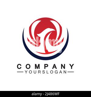 Modèle vectoriel de conception de logo d'icône d'aigle Illustration de Vecteur
