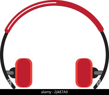 Icône casque au design plat. Illustration du vecteur rouge et noir. Icône de casque isométrique icône de vecteur Web isolée sur un fond blanc. Illustration de Vecteur