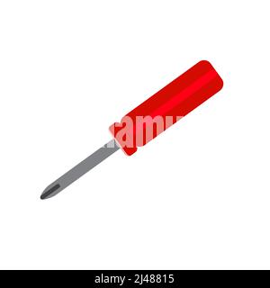 Tournevis à lame commune à fente icône plate pour applications et sites Web. Tournevis rouge sur fond blanc Illustration de Vecteur