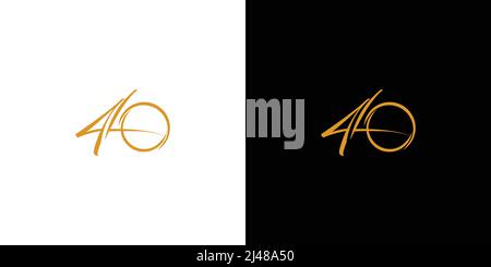 Design moderne et élégant portant le logo numéro 40 Illustration de Vecteur