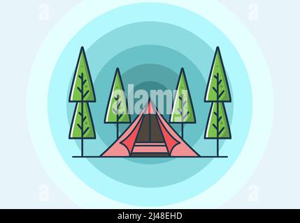 Tente triangulaire camping dessin d'illustration plate Illustration de Vecteur
