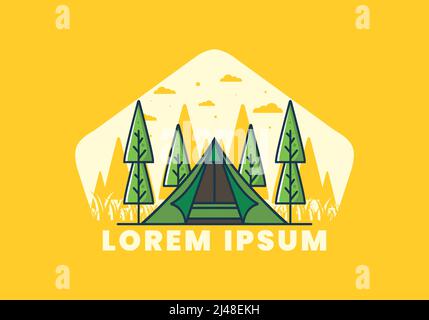 Tente triangulaire camping dessin d'illustration plate Illustration de Vecteur