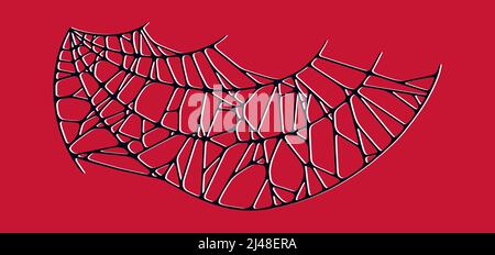 Toile d'araignée isolée sur fond rouge. Toiles d'Halloween effrayantes avec fils rouges. Illustration vectorielle Illustration de Vecteur