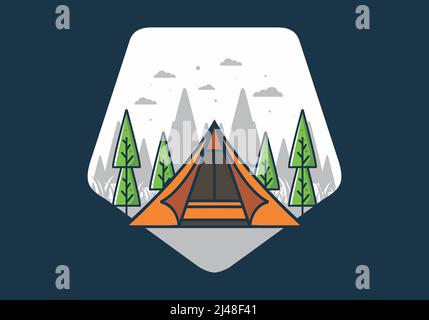 Tente triangulaire camping dessin d'illustration plate Illustration de Vecteur