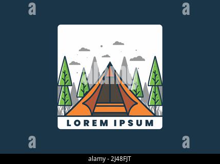 Tente triangulaire camping dessin d'illustration plate Illustration de Vecteur