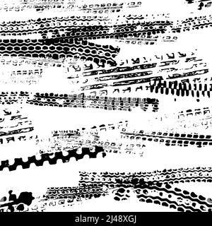 Traces de la bande de roulement d'une voiture, d'une moto ou d'une bicyclette.Motocross, rallye, piste, traces de roues grungy.Vecteur. Illustration de Vecteur