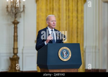 WASHINGTON DC, États-Unis - 15 février 2022 - le président américain Joe Biden prononce un discours sur le conflit en cours à la frontière entre l'Ukraine et la Russie, mardi 21 février Banque D'Images