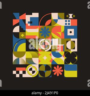Motif abstrait design graphique inspiré par le modernisme esthétique arts fait avec des formes géométriques audacieuses et des figures abstraites pour l'affiche, la couverture, l'art, pr Illustration de Vecteur