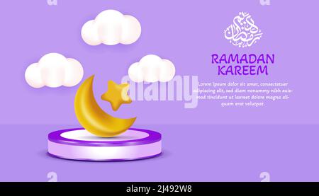 adorable podium ramadan kareem, fond violet Illustration de Vecteur