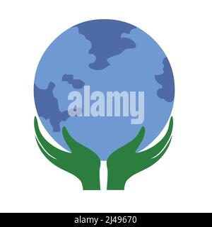 Garder les mains de terre en maintenant la terre isolée sur fond blanc Illustration de Vecteur
