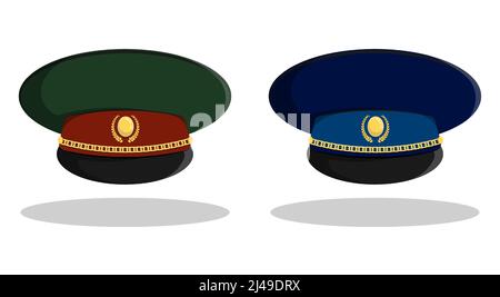 Cap des officiers. Headaddress avec la blade du général militaire des forces terrestres et aériennes. Vecteur de dessin animé isolé sur fond blanc Illustration de Vecteur