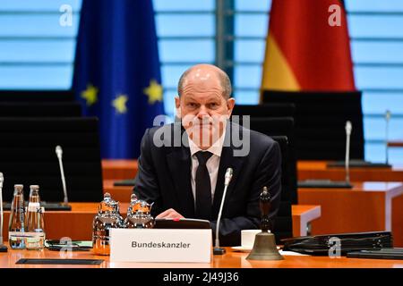 Berlin, Allemagne. 13th avril 2022. Chancelier allemand OLAF Scholz (SPD). Credit: John MacDougall/AFP/POOL/dpa/Alay Live News Banque D'Images