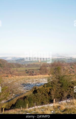 Vue de Moor Lane à Lyme Handley près du parc de Lyme un jour d'hiver Cheshire Angleterre Banque D'Images