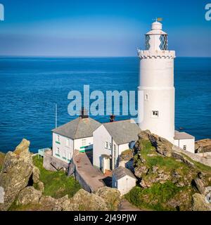 Start point Lighthouse et Lighthouse Keepers Cottages, Devon Banque D'Images