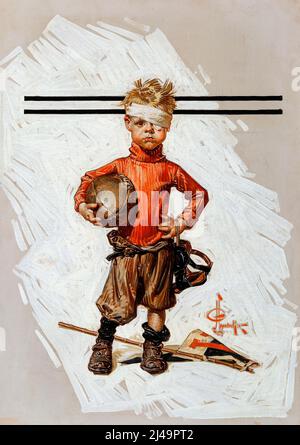 Joseph Christian Leyendecker (américain, 1874-1951) Beat-up Boy, héros du football, la couverture du samedi soir Post, 21 novembre 1914 Banque D'Images