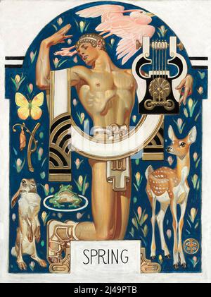 Joseph Christian Leyendecker (1874-1951) Printemps - Apollon et animaux, 1929 Banque D'Images