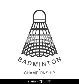 Emblème de badminton avec obturateur en plumes, symbole des sports d'été, vecteur Illustration de Vecteur