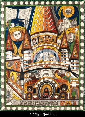 Artiste suisse Adolf Wölfli, Art brut painting - St. Vinzentz=Münster, à Berne (1916) Banque D'Images
