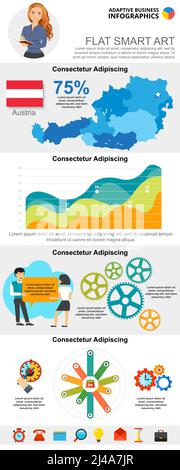 Des tableaux d'analyse et de marketing sont définis pour les modèles de diapositives de présentation. Graphiques des secteurs d'activité et des processus. Le concept de gestion peut être utilisé pour le rapport annuel Illustration de Vecteur