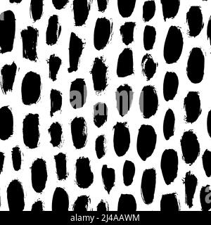 Motif sans couture à pois noirs dessinés à la main. Illustration de Vecteur